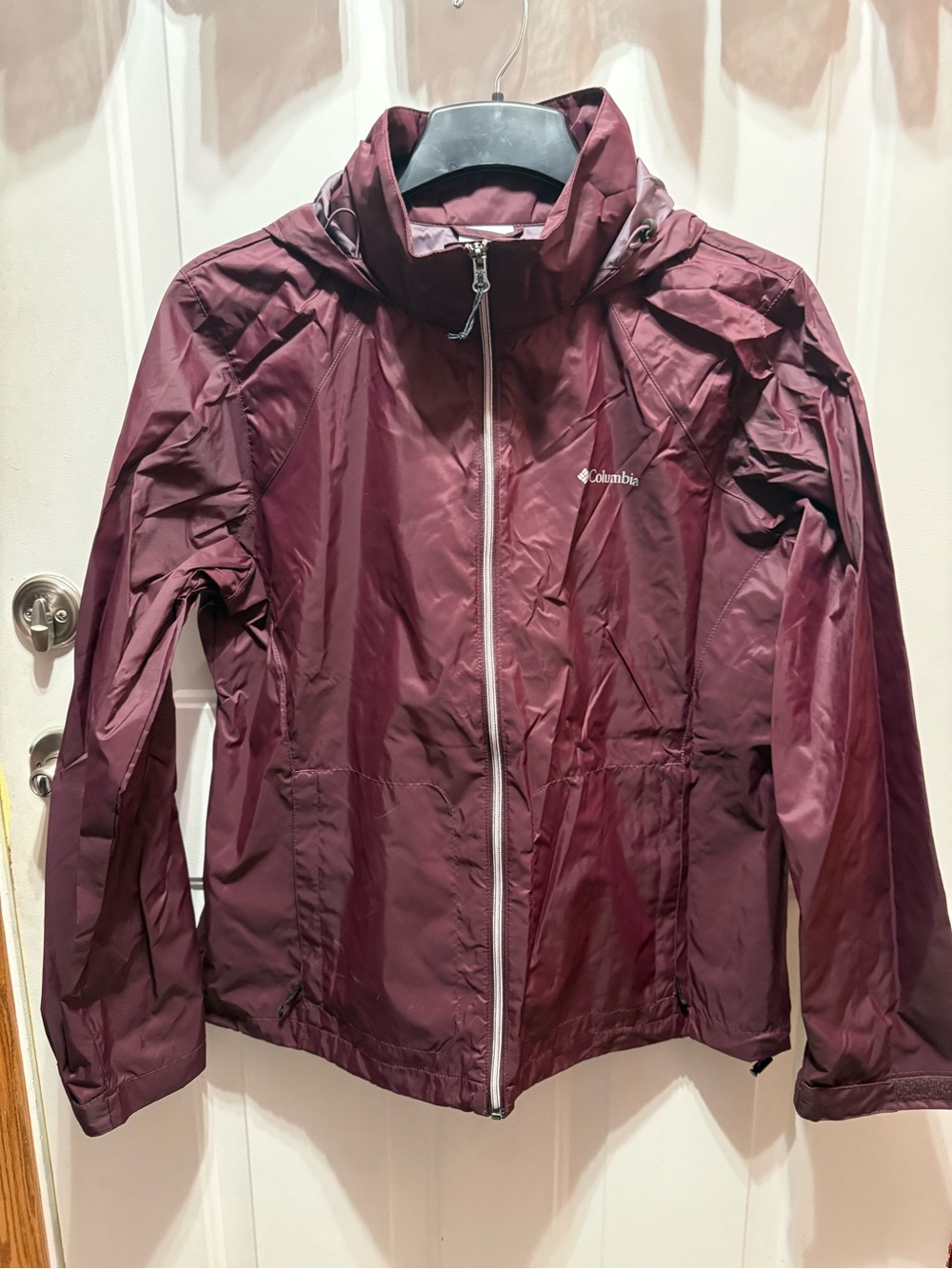 Columbia Women's Flash Forward Burgundy Hooded Rain Jacket XXL